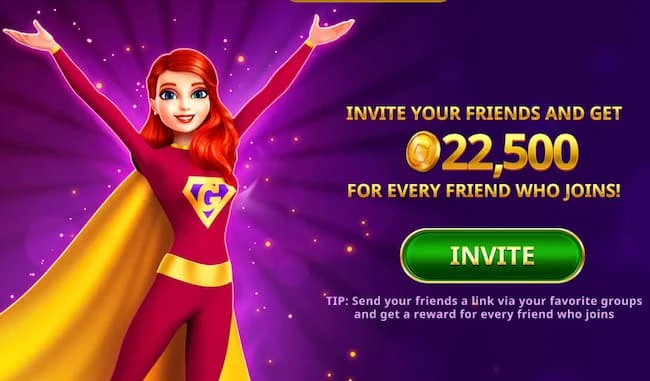 Gambino Slots Refer-a-Friend Screen