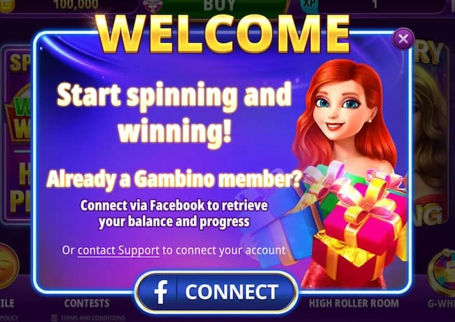 Gambino Slots Welcome Splash Screen