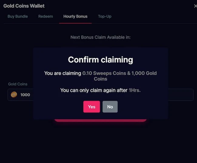 Chanced Casino Confirm Hourly Bonus