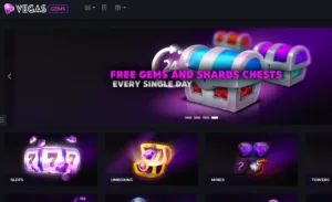 Vegas Gems Casino Free Gems promotion screen