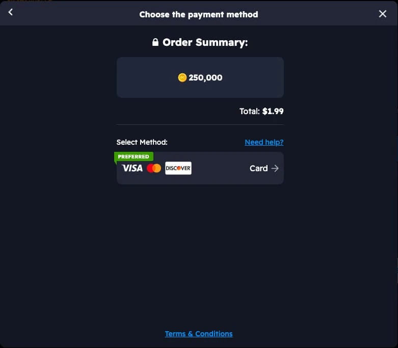 NoLimitCoins Payment Method