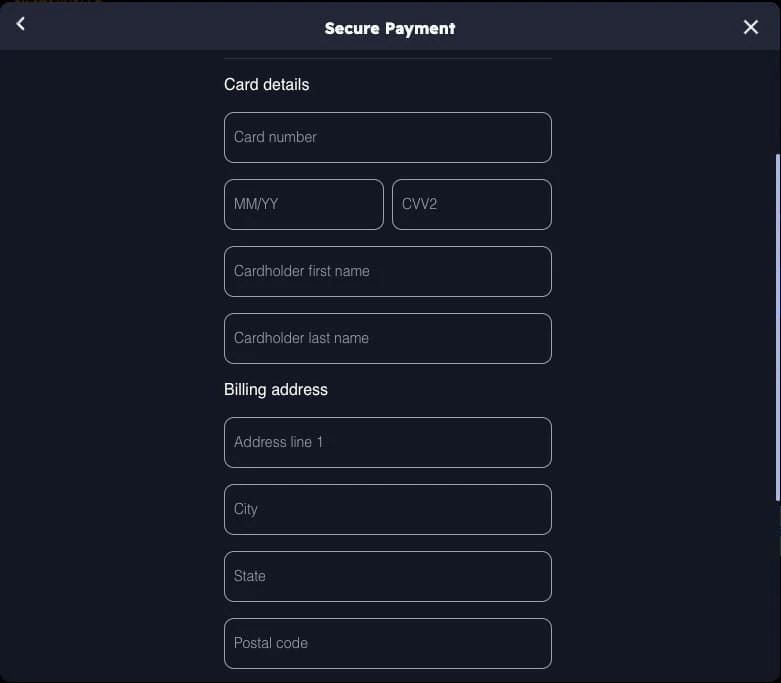 NoLimitCoins Payment Screen