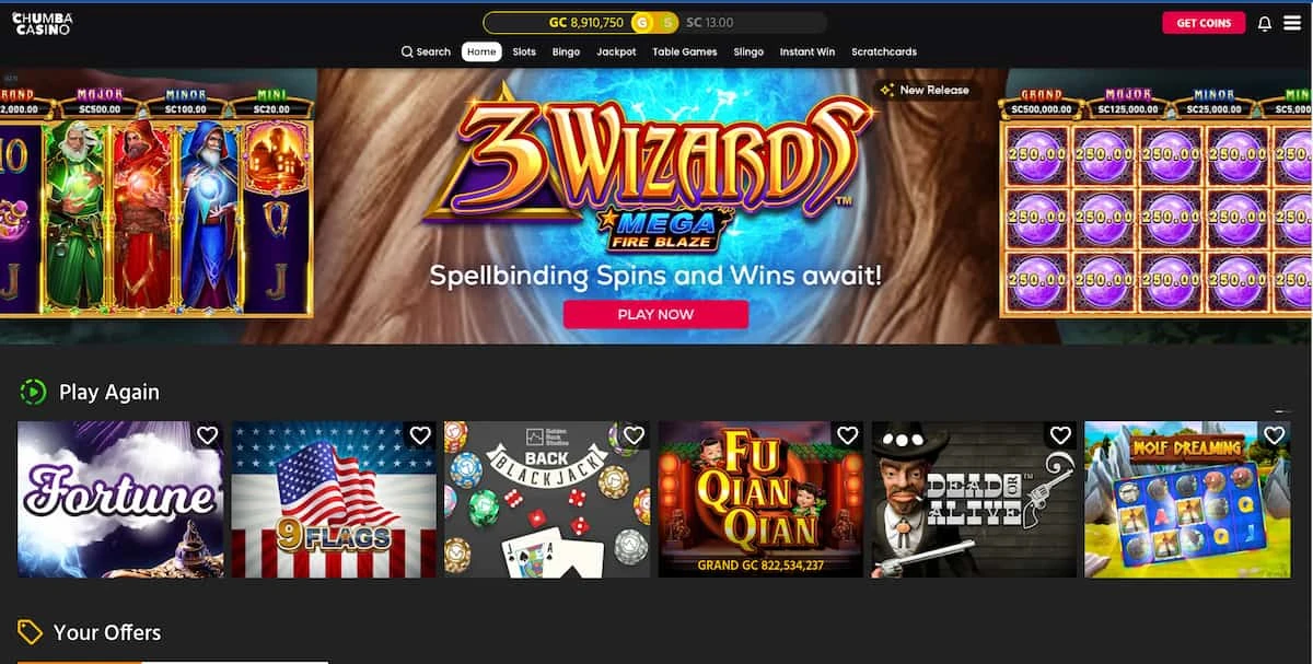 Chumba Casino 3 Wizards Game in Focus