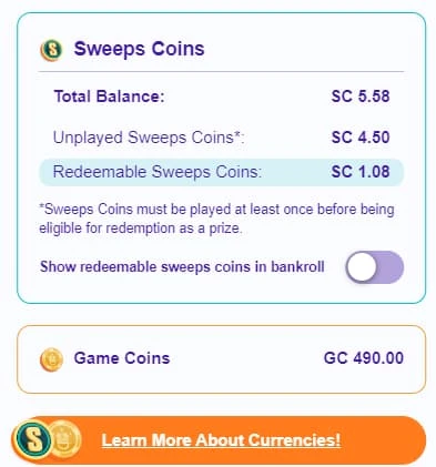 High 5 Casino Redeem Balance