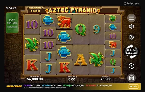 Aztec Pyramid slot game at McLuck sweeps casino