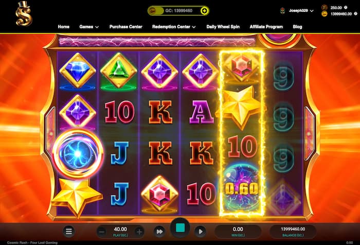 Cosmic Rush Slot Game at Scrooge Casino