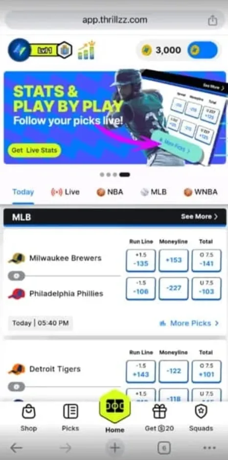 Thrillzz Sports odds