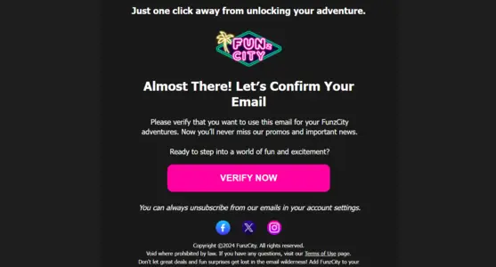 FunzCity Casino Confirmation email