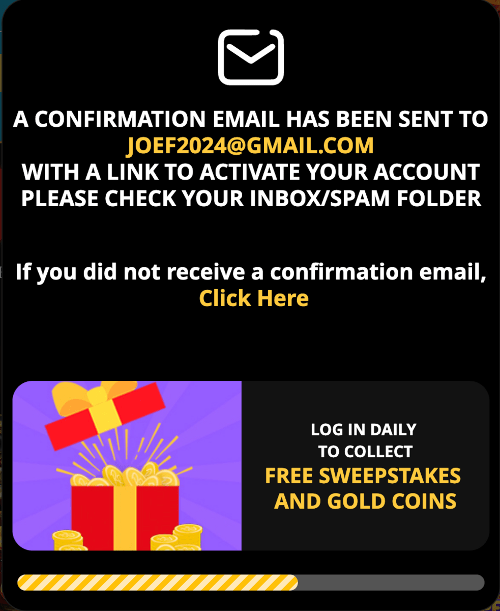 rolling riches casino confirmation email sent 