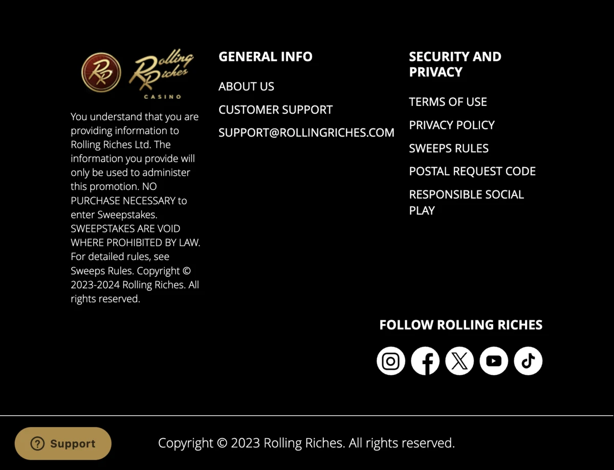 rolling riches casino general info