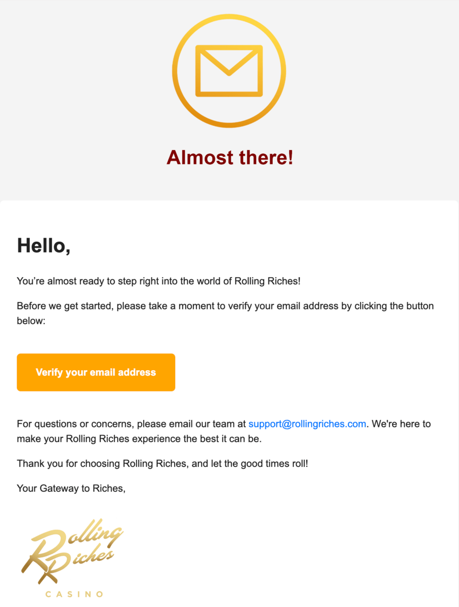 rolling riches casino verify your email 