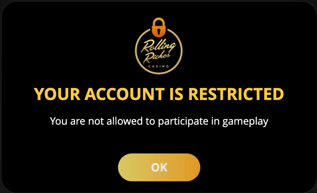 rolling riches casino your account restricted 