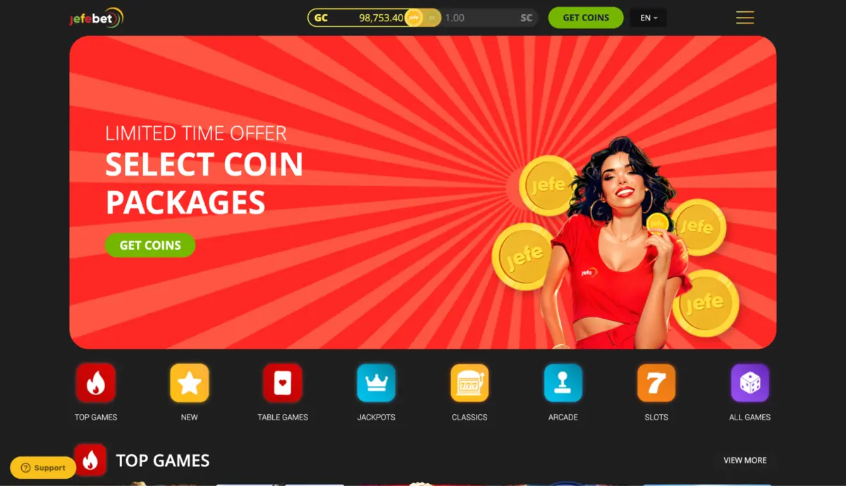 JefeBet Casino Homepage