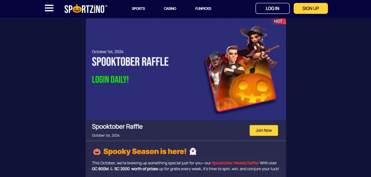 Sportzino Spooktober Raffle