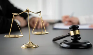 Gavel and a set of scales, symbolizing law