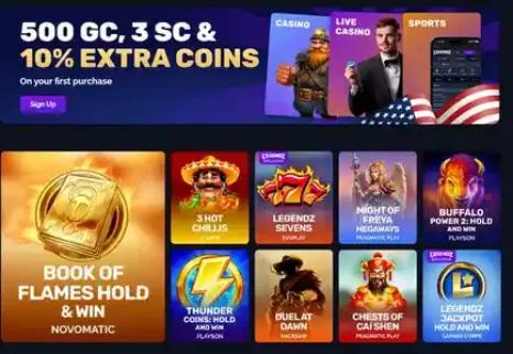 Legenz Social Casino Home Page