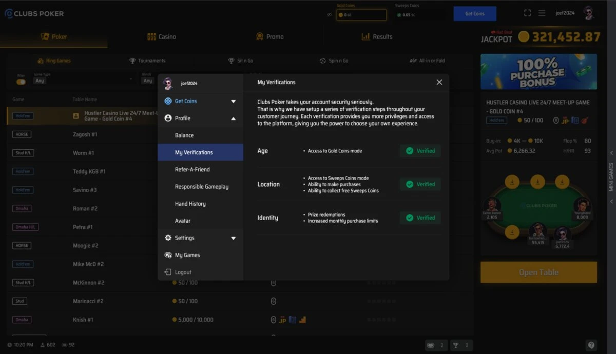Clubs Poker Verification